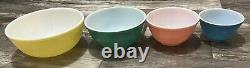 VTG PYREX Primary Color SET 4 Nesting/Mixing Bowls 401, 402, 403, 404 Great Cond
