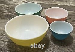 VTG PYREX Primary Color SET 4 Nesting/Mixing Bowls 401, 402, 403, 404 Great Cond