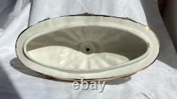 VTG Pedestal Bowl & Lid Cherub Large ITALY Porcelain Gold Leaf Florentino 18.5W