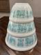VTG Pyrex Amish Butterprint Turqouoise Mixing Bowl Set (3 pc 401, 402 & 403)