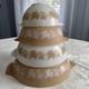 VTG Pyrex Sandalwood Ivy Tan/White Cinderella Mixing Bowl Set 444-443-442-441