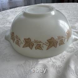 VTG Pyrex Sandalwood Ivy Tan/White Cinderella Mixing Bowl Set 444-443-442-441