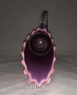 Vtg Rare Fenton Plum Opalescent Swung Hobnail 16 Handled Tankard Vase/pitcher
