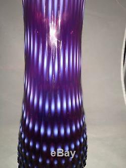 Vtg Rare Fenton Plum Opalescent Swung Hobnail 16 Handled Tankard Vase/pitcher