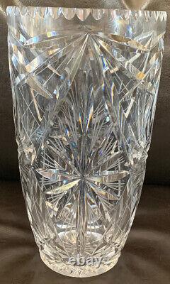 VTg European Crystal Vase Scalloped Edges Beautiful Vase 1960? S Era