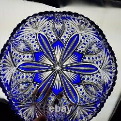 Val St. Lambert 1908 Blue Cut to Clear Glass ABP 10 Crystal BOWL Brilliant