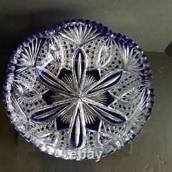 Val St. Lambert 1908 Blue Cut to Clear Glass ABP 10 Crystal BOWL Brilliant