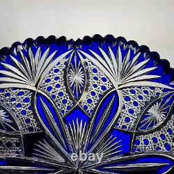 Val St. Lambert 1908 Blue Cut to Clear Glass ABP 10 Crystal BOWL Brilliant