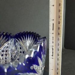 Val St. Lambert 1908 Blue Cut to Clear Glass ABP 10 Crystal BOWL Brilliant