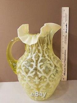 Vaseline (Yellow) Northwood or Fenton Spanish Lace pitcher