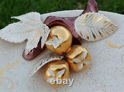 Vee Jackson San Gabriel California Pottery Tan Gold leaf and acorns