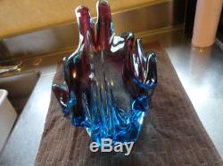 VeryRare Signed Chalet Art Glass Blue / Amethyst / Uranium Art Glass Finger Bowl