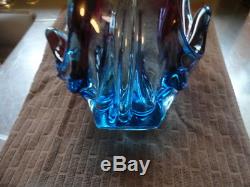 VeryRare Signed Chalet Art Glass Blue / Amethyst / Uranium Art Glass Finger Bowl