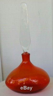 Very Large 1959 Blenko Oval Tangerine Glass Decanter by Wayne Husted