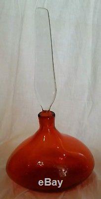 Very Large 1959 Blenko Oval Tangerine Glass Decanter by Wayne Husted
