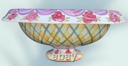 Very RARE MACKENZIE CHILDS HUGE TAYLOR OVATION BOWL ODD FELLOWS PATTERN