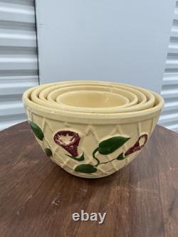Very Rare 1958 Watt Pottery Morning Glory Nesting Bowl Set 5 Bowls