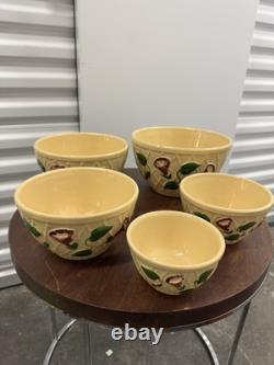 Very Rare 1958 Watt Pottery Morning Glory Nesting Bowl Set 5 Bowls