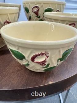 Very Rare 1958 Watt Pottery Morning Glory Nesting Bowl Set 5 Bowls