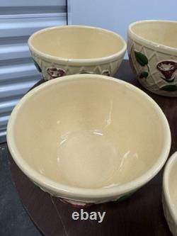 Very Rare 1958 Watt Pottery Morning Glory Nesting Bowl Set 5 Bowls