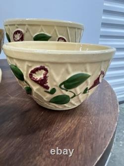 Very Rare 1958 Watt Pottery Morning Glory Nesting Bowl Set 5 Bowls