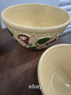 Very Rare 1958 Watt Pottery Morning Glory Nesting Bowl Set 5 Bowls