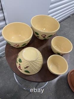 Very Rare 1958 Watt Pottery Morning Glory Nesting Bowl Set 5 Bowls