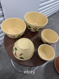 Very Rare 1958 Watt Pottery Morning Glory Nesting Bowl Set 5 Bowls