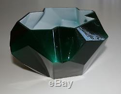 Very Rare Consolidated Ruba Rombic Emeralite Type Cased Bowl P&I Paid