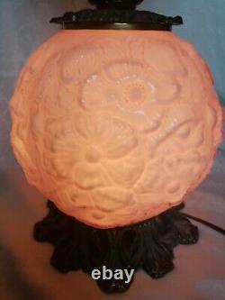 Very Rare Fenton Lavender Overlay Glass Gone With The Wind Lamp Poppies 24