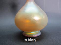 Very Rare STEUBEN AURENE Iridescent Gold Art Glass Bud Vase c. 1920 antique