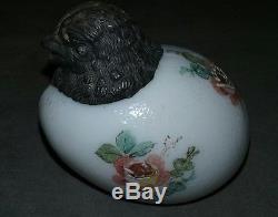 Very Rare Victorian Mt Washington Glass CHICK HEAD hand painted Salt Shaker