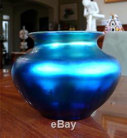 Vibrant Signed Carder Steuben Blue Aurene Vase