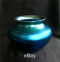 Vibrant Signed Carder Steuben Blue Aurene Vase