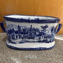 Victoria Ware Ironstone Blue & White Porcelain Foot Bath Basin XL No Chips