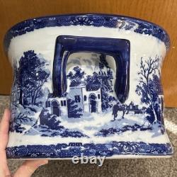 Victoria Ware Ironstone Blue & White Porcelain Foot Bath Basin XL No Chips