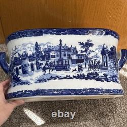 Victoria Ware Ironstone Blue & White Porcelain Foot Bath Basin XL No Chips