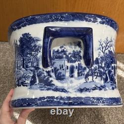 Victoria Ware Ironstone Blue & White Porcelain Foot Bath Basin XL No Chips