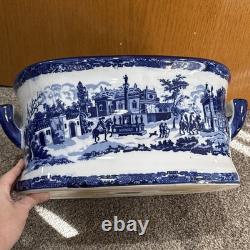 Victoria Ware Ironstone Blue & White Porcelain Foot Bath Basin XL No Chips