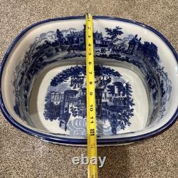 Victoria Ware Ironstone Blue & White Porcelain Foot Bath Basin XL No Chips