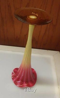 Victorian Art Glass Plated Amberina Trumpet Vase New England Glass Co. RARE