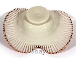 Victorian Cased Cranberry Art Glass Bride's Bowl Ornate Meriden Silverplate Base