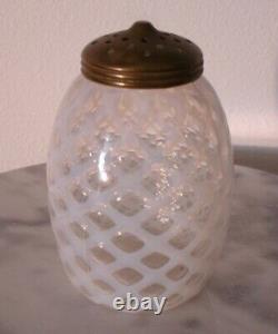 Victorian Hobbs Brockunier White Opalescent Bubble Lattice Sugar Shaker