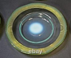 Victorian Set Stevens&Williams Art Opaline Glass Finger Bowl & Plate Threaded 6x