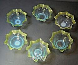 Victorian Set Stevens&Williams Art Opaline Glass Finger Bowl & Plate Threaded 6x