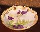Victorian Violet Flower Porcelain Bowl Antique Hand Painted RM CM Depose France