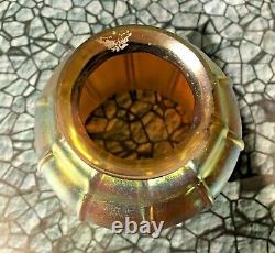 Vintage 13.5 Bradley & Hubbard Harp Lamp Steuben Aurene Art Glass Tiffany Style