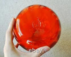 Vintage 15 Blenko #6416 Joel Myers Optic Tangerine Red Decanter Vase