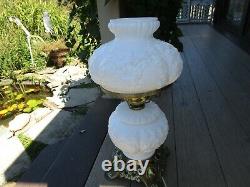 Vintage 18 Fenton Glass Gloss White Poppy Gwtw Lamp 3 Way Lighting