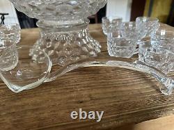 Vintage 1940's Fostoria American Punch Bowl With Cups, Ped And Ladle